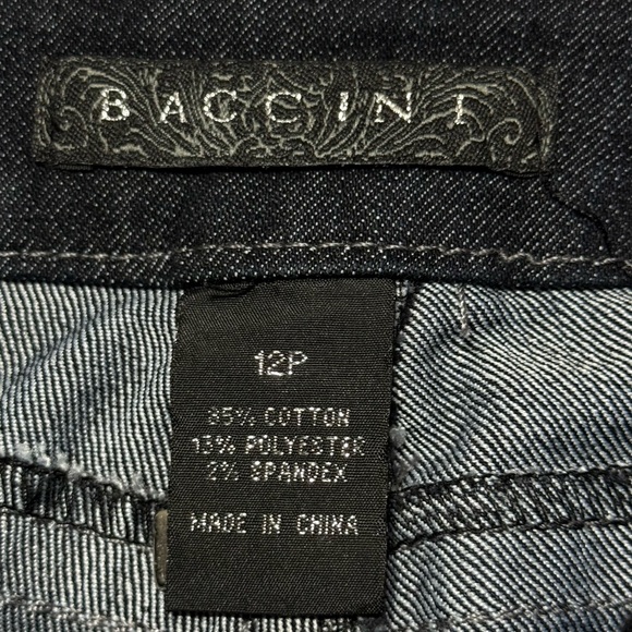 NEW Baccini Black Women's Denim Jeans with Rhinestone Pockets Size 12P - Picture 2 of 13